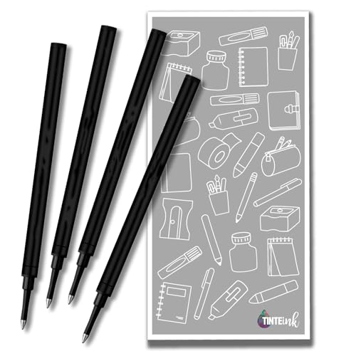 Tintenrollermine fein 0,6 mm, kompatibel mit Schmidt 888 Kugelschreiberminen und anderen Stiften, Farbe und Menge auswählen mit Tinte Ink Umschlag (Schwarz, 4) von Tinte Ink