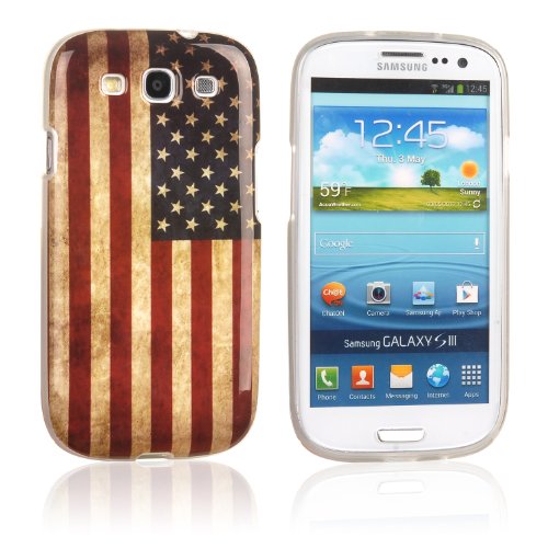 Tinxi® Silikon Schutzhülle für Samsung Galaxy SIII I9300 Hülle Cover Skin Case USA Amerika Flagge von Tinxi
