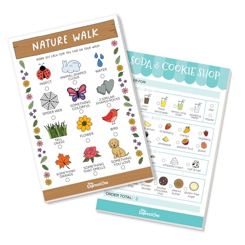 Tiny Expressions Fantasievolle Spiel-Notizblöcke für Kinder, 40 Seiten, Soda & Plätzchenladen, Notizblock & 40 Seiten für Naturspaziergang, Schnitzeljagd, fantasievolles Rollenspiel Tiny Expressions Fantasievolle Spiel-Notizblöcke für Kinder, 40 Seiten, Soda & Plätzchenladen, Notizblock & 40 Seiten für Naturspaziergang, Schnitzeljagd, fantasievolles Rollenspiel von Tiny Expressions