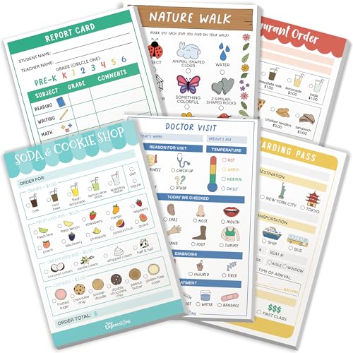 Tiny Expressions Playtime Notizblöcke – 6er-Pack Kinder-Notizblöcke – je 40 Seiten für Restaurant, Arzt, Bordkarte, Berichtskarte, Naturspaziergang und Soda-Shop für fantasievolle Rollenspiele Tiny Expressions Playtime Notizblöcke – 6er-Pack Kinder-Notizblöcke – je 40 Seiten für Restaurant, Arzt, Bordkarte, Berichtskarte, Naturspaziergang und Soda-Shop für fantasievolle Rollenspiele von Tiny Expressions