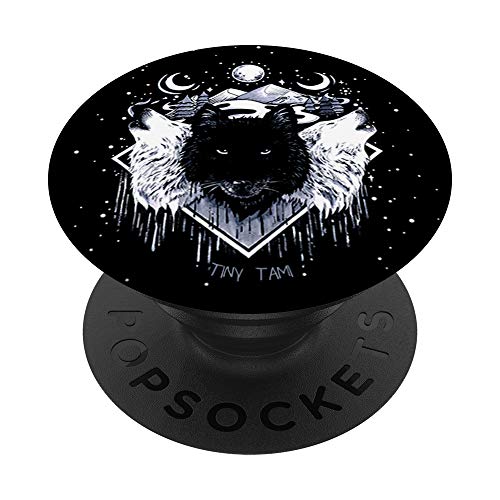 Wolfsrudel unter leuchtendem Mond Sterne Bäume Natur Wolf PopSockets PopGrip: Ausziehbarer Sockel und Griff für Handys/Tablets mit Tauschbarem Top von Tiny Tami Merch