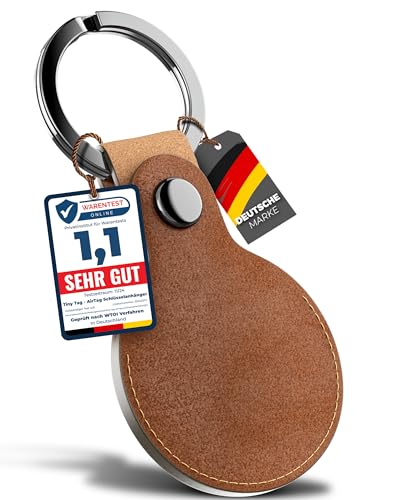 TinyTag® - AirTag Schlüsselanhänger Leder - AirTag Anhänger Leder für Apple Air Tages - Hülle Airtag (Deep Tan) von TinyTag