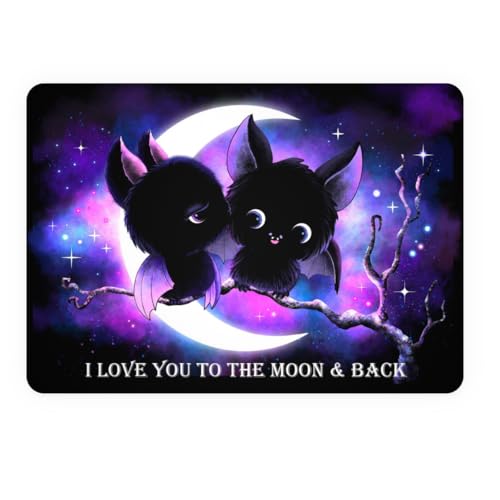 TinyTami Fledermaus Valentinskarte, I love you to the moon and back, Gothic Liebeskarte, A6 Postkarte mit Fledermäusen von TinyTami