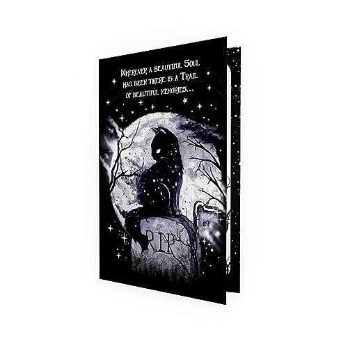 TinyTami Gothic Katzen Trauerkarte, Beileidskarte mit Trauerspruch, italienisches Leinenpapier, Anteilnahme, Kondolenzkarte, 12 x 18 cm, mit Umschlag von TinyTami