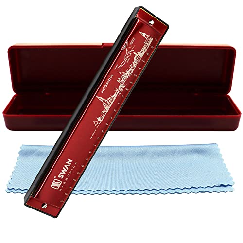 Mundharmonika Armonica Harmonica 24 Loch Tonart C Diatonische Polyphone Blues Mundharmonika Professionelles Musikinstrument für Kinder Erwachsene Anfänger Geschenk von Tioamy