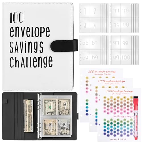Budget Planner Deutsch, Sparbuch für Geld Sparen Mappe mit 100 Briefumschläge A5 Sparchallenge Budgetplaner, Geld Organizer für Bargeld mit 25 Rasterkarten für Familien und Schulen Sparen 5050€ von TiooDre