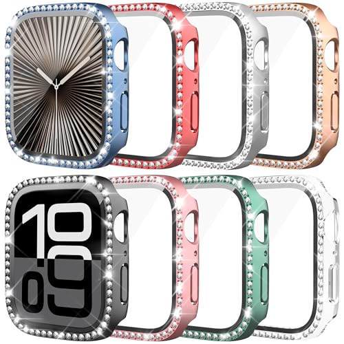 Tiorecime Schutzhülle für Apple Watch Serie 10, 42 mm, mit Displayschutzfolie aus gehärtetem Glas, Premium-Glitzer, Diamanten, harter Polycarbonat, glänzend, Stoßfängerabdeckung für Damen und Mädchen, Tiorecime Schutzhülle für Apple Watch Serie 10, 42 mm, mit Displayschutzfolie aus gehärtetem Glas, Premium-Glitzer, Diamanten, harter Polycarbonat, glänzend, Stoßfängerabdeckung für Damen und Mädchen, von Tiorecime