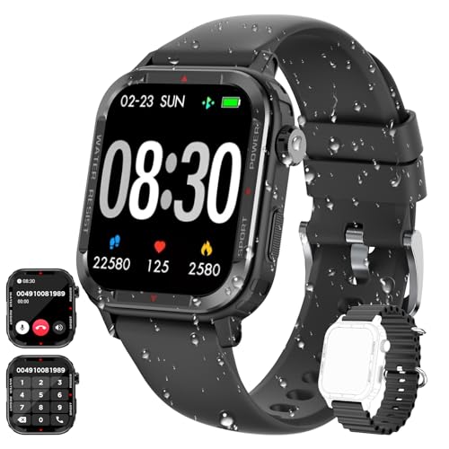 Tipmant Smartwatch mit Bluetooth Anrufe, Fitnessuhr IP68 Wasserdicht Fitness Tracker mit Herzfrequenz, SpO2, 123 Sportmodi, Schrittzähler, Schlafmonitor, Smart Watch für Damen Herren Android und iOS von Tipmant