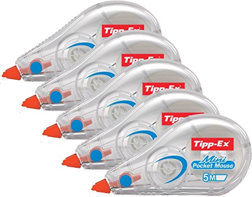 5er Sparpack Tipp-Ex Korrekturroller Mini Pocket Mouse, 5 mm x 5 m, Blister à 1 Stück, weiß von Tipp-Ex