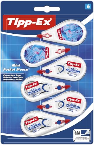 BIC Tipp-Ex Mini Pocket Mouse Korrekturroller - 6 m x 5 mm, 6er Pack: 4 x neutral + 2 x dekoratives Hydro Dipping Design BIC Tipp-Ex Mini Pocket Mouse Korrekturroller - 6 m x 5 mm, 6er Pack: 4 x neutral + 2 x dekoratives Hydro Dipping Design von Tipp-Ex