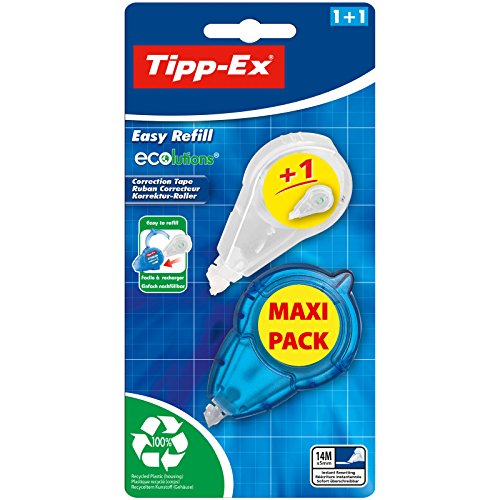 Tipp-Ex Easy Refill ECOlutions Korrekturband, 14 m x 5 mm, Blisterpackung mit 1 + 1 Nachfüllpack von Tipp-Ex