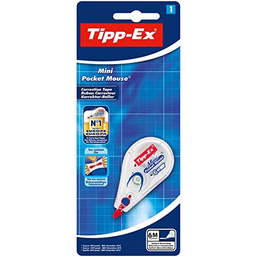 Tipp-Ex Korrekturroller Mini Pocket Mouse, 6 m x 5 mm, 1er Pack, Ideal für das Büro, das Home Office oder die Schule von Tipp-Ex