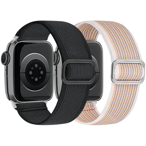 Tiptops Elastisches Armband Kompatibel mit Apple Watch 38mm 40mm 41mm 42mm 44mm 45mm 49mm Damen Herren, Dehnbare Nylon Armbänder Solo Loop Armband für iWatch Ultra/Ultra 2/Series SE 9 8 7 6 5 4 3 2 1 von Tiptops