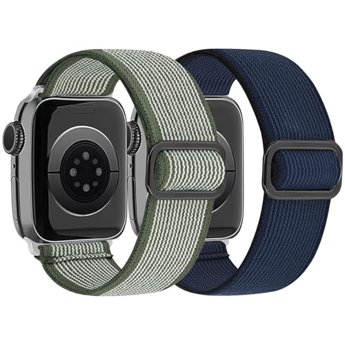 Tiptops Elastisches Armband Kompatibel mit Apple Watch 38mm 40mm 41mm 42mm 44mm 45mm 49mm Damen Herren, Dehnbare Nylon Armbänder Solo Loop Armband für iWatch Ultra/Ultra 2/Series SE 9 8 7 6 5 4 3 2 1 von Tiptops