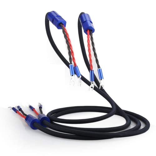 1 Paar Lautsprecherkabel High-End Lautsprecher kabel OFC Versilbert Lautsprecherkabel mit Banana-Verbinder und Y-förmiger Verbinder für Tagungsraum,KTV,Konzert,Heimkino-System (SC005Y-Y, 2.5m) von Tirstrup