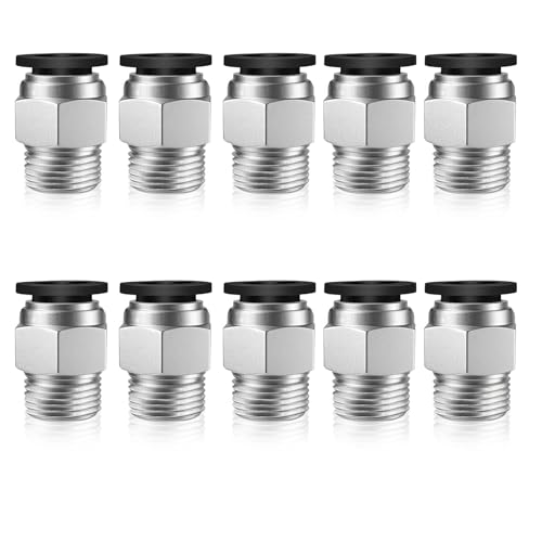 10 Stück PC4-M10 Pneumatische Anschlussstücke, Bowden Stecker Männlich Gerade Pneumatische PTFE Röhre Push E3D V6 Ender 3/3 Pro/3 V2 Ender 5/5 Pro/5 Plus CR-10/10S Extruder 3D-Drucker von Tiryns