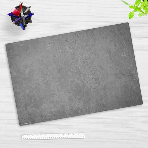 Schreibtischunterlage Kinder und Erwachsene – “Betonoptik dunkel“ – aus erstklassigem Vinyl (Kunststoff) – 60 x 40 cm – Rutschfeste Schreibunterlage mit bestem Schutz – Made in Germany von Tischsetmacher