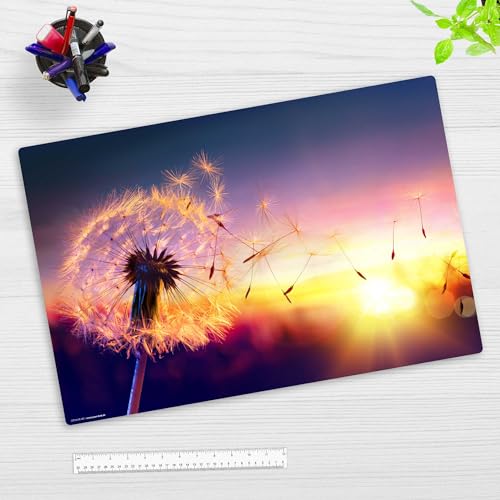 Schreibtischunterlage Kinder und Erwachsene – “Pusteblume im Sonnenlicht“ – aus erstklassigem Vinyl (Kunststoff) – 60 x 40 cm – Rutschfeste Schreibunterlage mit bestem Schutz – Made in Germany von Tischsetmacher