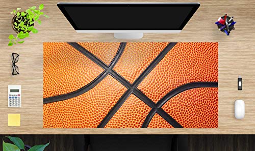 Schreibtischunterlage XXL mit integriertem Mousepad – “Basketball“ – aus strapazierfähigem Vinyl (Kunststoff) – 100 x 50 – Rutschfeste Schreibunterlage für besten Schutz – Made in Germany von Tischsetmacher