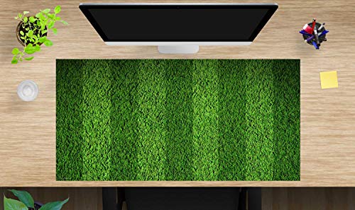 Schreibtischunterlage XXL mit integriertem Mousepad – “Fußball Spielfeldrasen“ – aus strapazierfähigem Vinyl (Kunststoff) – 100 x 50 cm – Schreibunterlage für besten Schutz – Made in Germany von Tischsetmacher