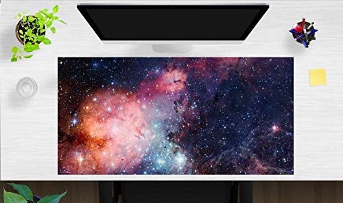 Schreibtischunterlage XXL mit integriertem Mousepad – “Galaxie“ – aus erstklassigem Vinyl (Kunststoff) – 100 x 50 cm – Rutschfeste Schreibunterlage für besten Schutz – Made in Germany von Tischsetmacher