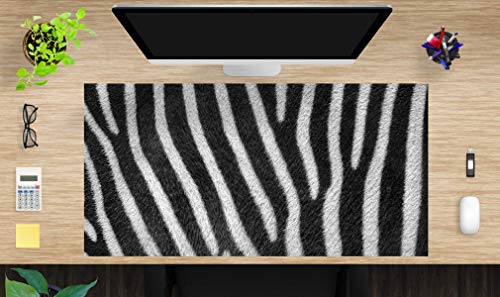 Schreibtischunterlage XXL mit integriertem Mousepad – “Zebra Muster“ – aus strapazierfähigem Vinyl (Kunststoff) – 100 x 50 – Rutschfeste Schreibunterlage für besten Schutz – Made in Germany von Tischsetmacher