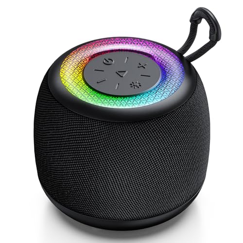 Tisco Mini Tragbarer Bluetooth Lautsprecher- 24 Std. Spielzeit, Bluetooth 5.3 Musikbox, HD-Stereoklang, Wasserdicht, RGB-Licht, TWS Paarung/AUX/TF-Karte/USB, ideal für Reisen/Sport/Party(Schwarz) von Tisco