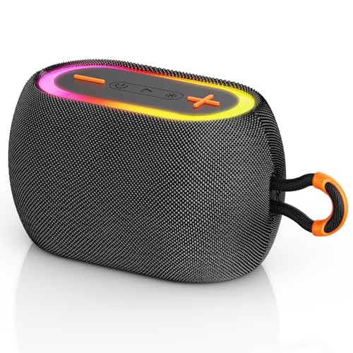 Tisco Tragbarer Bluetooth Lautsprecher – Bluetooth 5.3 Musikbox, 24 Std Spielzeit, TF-Karten/USB-Wiedergabe, TWS-Paarung, Wasserdicht mit RGB-Licht für Party, Sport & Reisen(schwarz) von Tisco