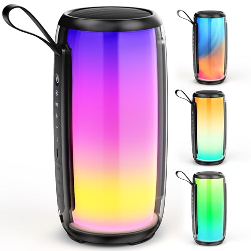 Tisco Tragbarer Bluetooth-Lautsprecher - Wasserdicht Musikbox mit LED-Licht, lautem HD-Stereo-Sound, kräftigem Bass, TWS/TF Card/USB/AUX-Unterstützung, geringes Gewicht für Outdoor, Party und Reisen Tisco Tragbarer Bluetooth-Lautsprecher - Wasserdicht Musikbox mit LED-Licht, lautem HD-Stereo-Sound, kräftigem Bass, TWS/TF Card/USB/AUX-Unterstützung, geringes Gewicht für Outdoor, Party und Reisen von Tisco