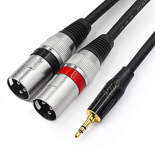 TISINO 3,5 mm auf XLR-Kabel, 3,5 mm auf Stereo-Breakout-Kabel mit zwei XLR-Steckern - 2m von Tisino