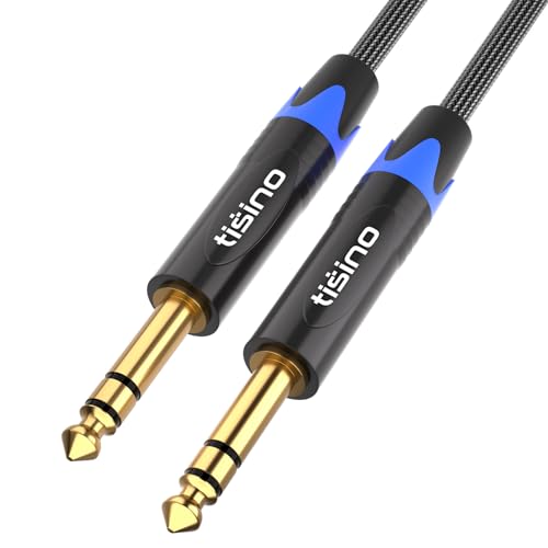 TISINO 6,35 mm TRS-Kabel, 6,3mm Klinke auf 6,3mm Klinke Stereo Audio Kabel Instrumentenkabel Symmetrisches Kabel für Gitarren, Keyboard, Bass, Verstärker und andere Audiogeräte - 1m von Tisino