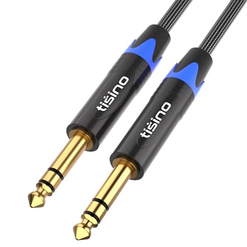 TISINO 6,35 mm TRS-Kabel, 6,3mm Klinke auf 6,3mm Klinke Stereo Audio Kabel Instrumentenkabel Symmetrisches Kabel für Gitarren, Keyboard, Bass, Verstärker und andere Audiogeräte - 2m von Tisino