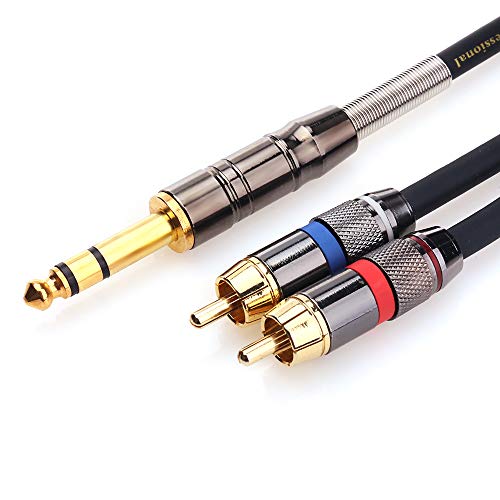 TISINO 6,3mm Klinke auf Cinch Kabel, 6,3 mm Stereo Klinke auf 2 x Cinch Y Splitte Adapterkabel Audiokabel Klinkenkabel - 3m von Tisino