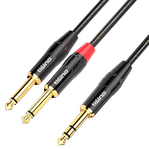 TISINO 6,3mm Klinke stereo auf 2x 6,3mm Klinke mono Kabel Insertkabel Audio Adapter Sende- und Rückführungskabel Patchkabel - 1M von Tisino