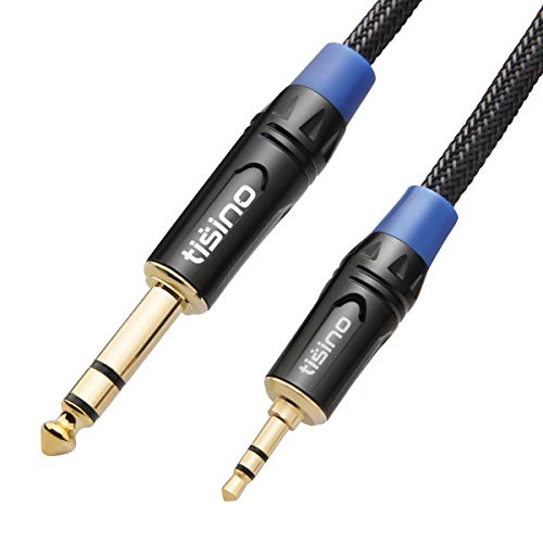 Tisino 3,5mm Klinke auf 6,3mm Klinke Kabel, 6,3 Klinkenstecker auf 3,5 Aux Stereo Audio Kabel Instrumentenkabel für Bassverstärker, Mischpult, Laptop, Gitarre, Klavier, Kopfhörer, Lautsprecher- 2M von Tisino