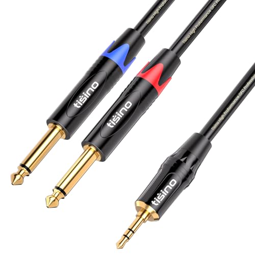 Tisino 3,5mm Klinke auf Dual 6.3mm Mono Y AudioKabel, 3,5 mm Klinke stereo auf 2 x 6,35 mm Klinke mono Audio Splitter Kabel Digitales Interface-Kabel - 3M von Tisino