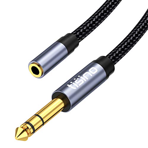 Tisino 6.35mm (1/4 inch) to 3.5mm (1/8 inch) Headphone Jack Adapter for Amplifiers, Guitar Amp, Keyboard Piano, Home Theater, Headphones, Speaker, and More - 1 Feet von Tisino