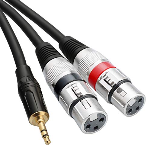 Tisino Dual XLR Buchse auf 3,5 mm Stereo-Mikrofonkabel, unsymmetrische Doppel XLR auf 3,5 mm Aux Mini Jack Y-Splitter Breakout-Kabel - 2 m… von Tisino