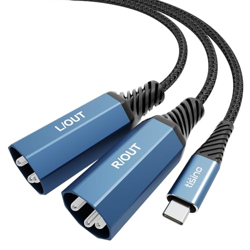 Tisino USB C auf Dual XLR Male Audio Kabel, XLR to USB C Stereo Power Amplifier Kabel für den Anschluss von Handy an Aktivlautsprecher, Mischpult (3M) von Tisino
