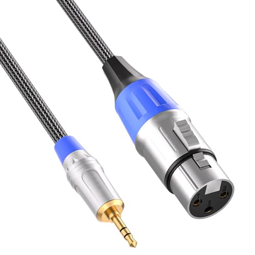 Tisino XLR auf 3,5 mm Mikrofonkabel, unsymmetrische XLR Buchse auf 3,5-mm aux Klinken stecker Adapter für Camcorder, DSLR-Kameras, Computeraufzeichnungsgerät und mehr, 1m von Tisino