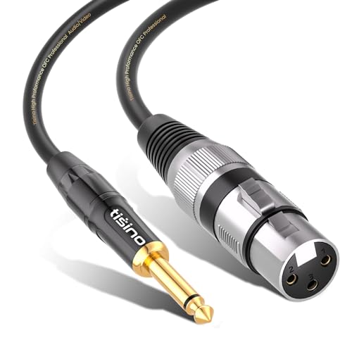 tisino Mikrofonkabel XLR auf 6,35 mm (6,35 mm), TS-Mono-Klinke, unsymmetrisch, Mikrofonkabel für dynamische Mikrofone, 3 Meter von Tisino
