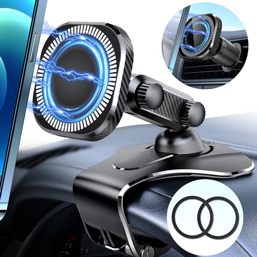 Tisoutec KFZ Handyhalterung Auto Magnet Lüftung & Armaturenbrett,Auto Zubehör, 360°Drehung Universal Handy Halterung Auto mit 2 Starke Magnet für iPhone/Samsung/Huawei/XiaoMi/GPS-Gerät, Schwarz von Tisoutec