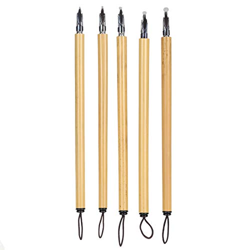 5 Pcs Dip Pen, Stahl Dip Quill Pen NaturTraditioneller Stift Körpergriff Zeichnung Schreiben Schule Kalligraphie Tool KüNstler Geschenk(Round) von Tissting