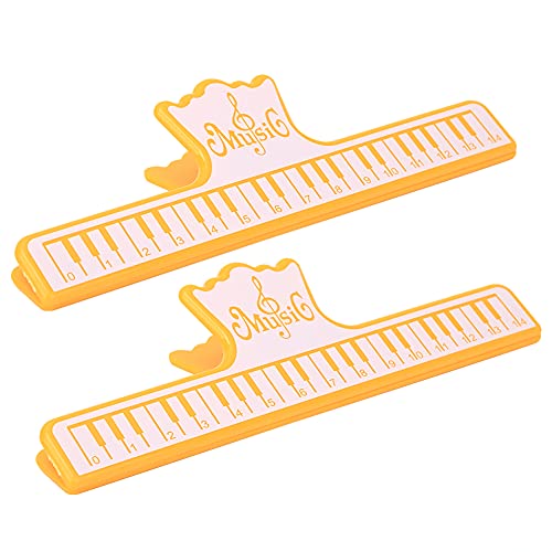 Musikbuch Notenklammer, 2 Stück Musikbuchklammer Musikseitenhalter Musikbuch Notenklammer, Plastikseitenhalter Musikinstrument Performance Zubehör für Notenständer(Gelb) von Tissting