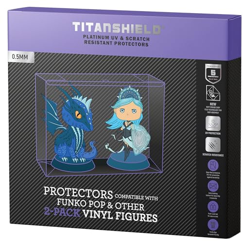 TitanShield 0.5mm Platinum UV and Scratch Resistant Pop Protectors Sleeve Case Compatible with Funko - 2 PACK Pop! Vinyl Figures (5 Count) von TitanShield