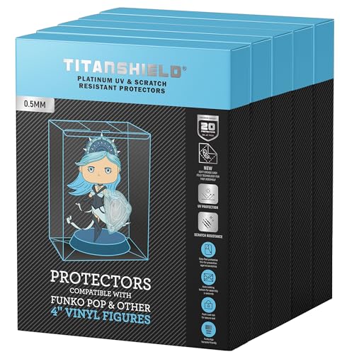 TitanShield 0.5mm Platinum UV and Scratch Resistant Pop Protectors Sleeve Case Compatible with Funko - 4" Inch Pop! Vinyl Figures (100 Count) von TitanShield