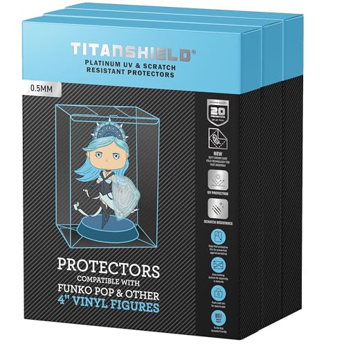 TitanShield 0.5mm Platinum UV and Scratch Resistant Pop Protectors Sleeve Case Compatible with Funko - 4" Inch Pop! Vinyl Figures (60 Count) von TitanShield
