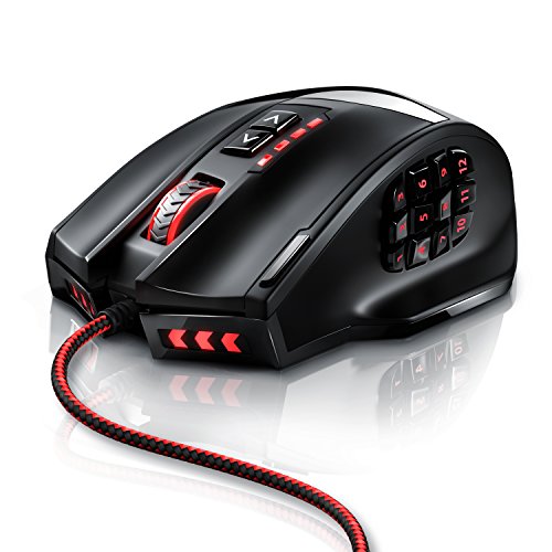 Titanwolf - 16400 DPI USB Laser Gaming Mouse - 18 Tasten - 16400 DPI - konfigurierbare LED-Farb-Beleuchtung - Avago Sensor - MMO - inkl. Software programmierbare Tasten - bis zu 30G Beschleunigung von Titanwolf