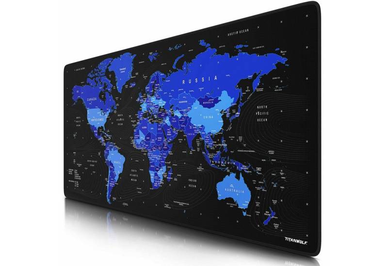 Titanwolf Gaming Mauspad XXL Speed Mousepad 900 x 400 x 3 mm, große Tischunterlage, rutschfest, abwaschbar, Geschwindigkeit & Präzision, Welktarte blau von Titanwolf