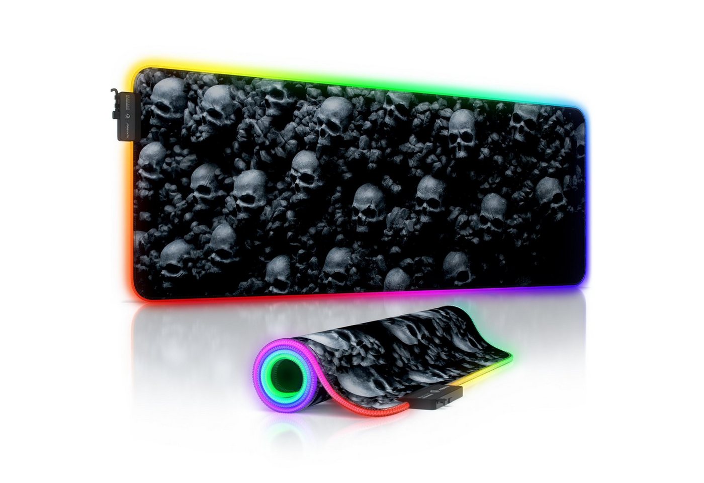 Titanwolf Gaming Mauspad RGB Mousepad 800 x 300 x 3 mm, LED Multi Color XL Tischunterlage, rutschfest, abwaschbar, Geschwindigkeit & Präzision, Skulls Titanwolf Gaming Mauspad RGB Mousepad 800 x 300 x 3 mm, LED Multi Color XL Tischunterlage, rutschfest, abwaschbar, Geschwindigkeit & Präzision, Skulls von Titanwolf